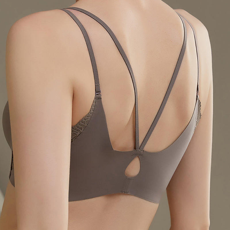 Wireless Simple Seamless Gathered 3/4 Cup Lace Bras [BRYM046]