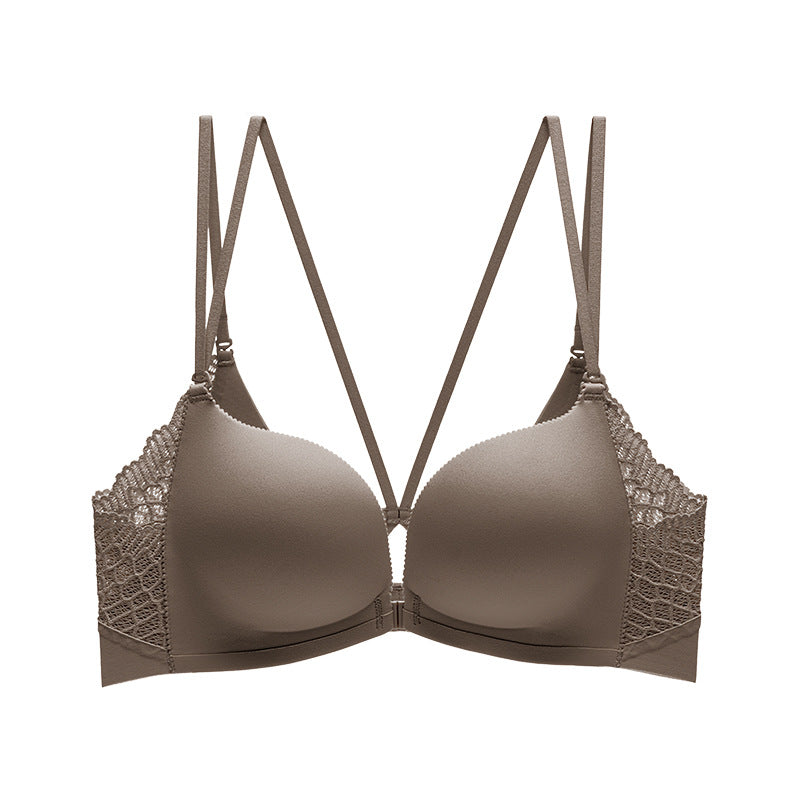 Wireless Simple Seamless Gathered 3/4 Cup Lace Bras [BRYM046]