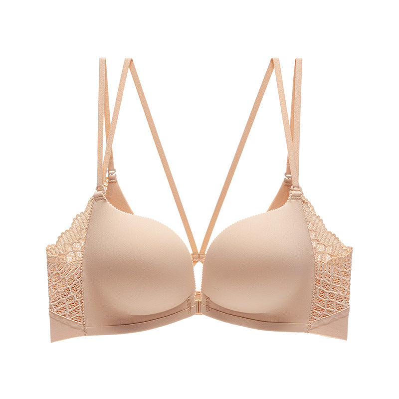 Wireless Simple Seamless Gathered 3/4 Cup Lace Bras [BRYM046]