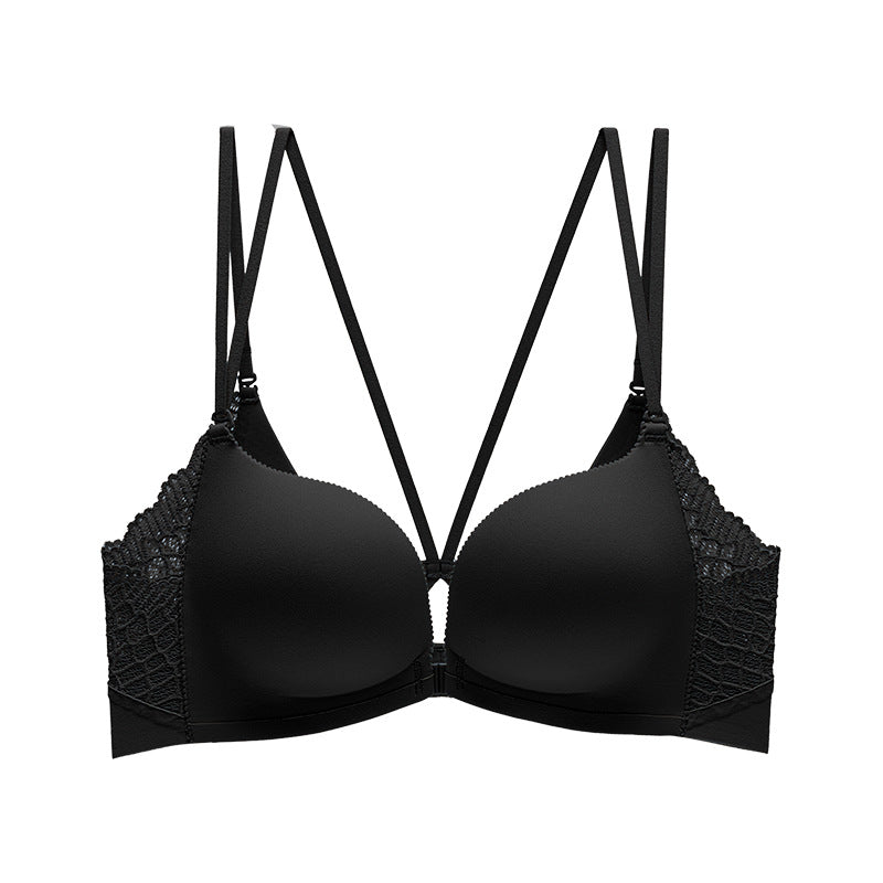 Wireless Simple Seamless Gathered 3/4 Cup Lace Bras [BRYM046]