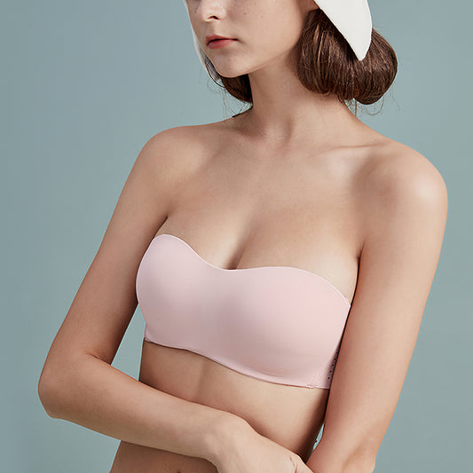 Wireless Simple Seamless Gathered Tube Top Bras [BRYS009]